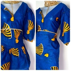 VIBRANT TroPiCal TriBAl CoStal EtHnic PriNt PePLum Two-Piece Skirt Set